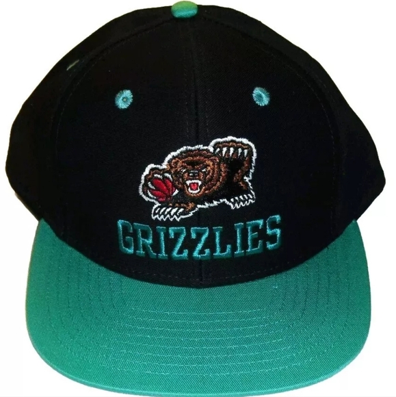 Memphis Vancouver Grizzlies Grizz Mens Adidas Snapback hat Black Teal Nba New - Picture 1 of 4